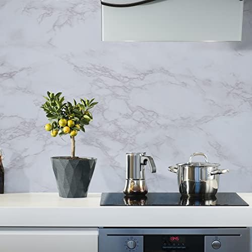 Hode Marble Contact Paper Self Adhesive White Grey Granite 60X300cm Sticky Back Plastic Roll Wallpaper Vinyl Film Upgrade Furniture Stickers for Wall Door Shelf Liner Kitchen DIY