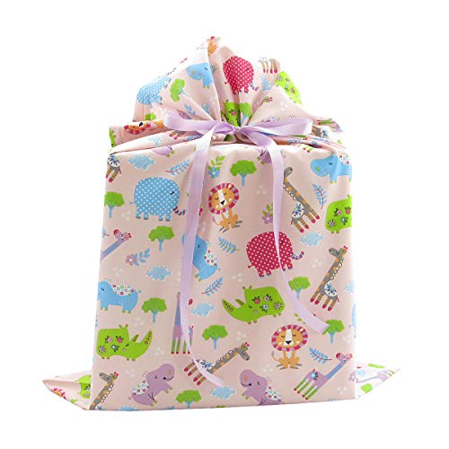 Jungle Animals Reusable Fabric Gift Bag for Baby Shower or Child's Birthday