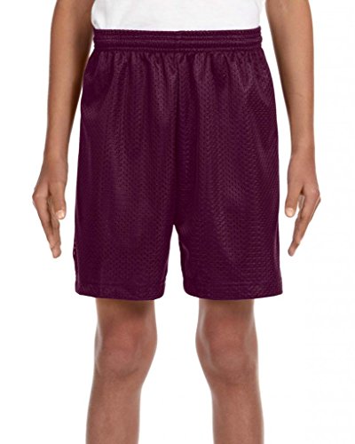 Youth A4 Six Inch Inseam Mesh Short NB5301 Maroon M
