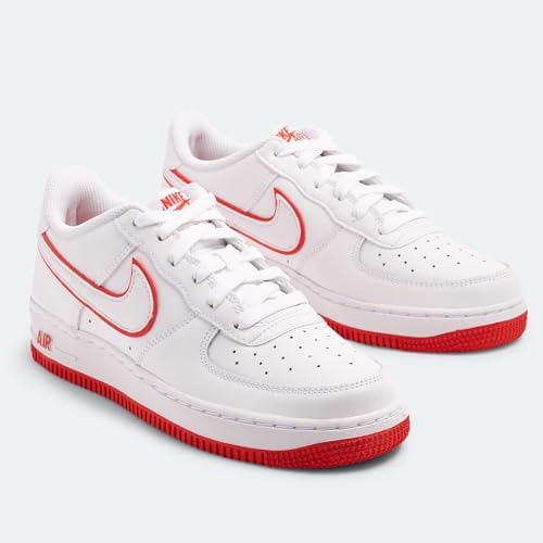 Nike Air Force 1 Big Kid White/White-Picante Red Size 5.5 | Image 1