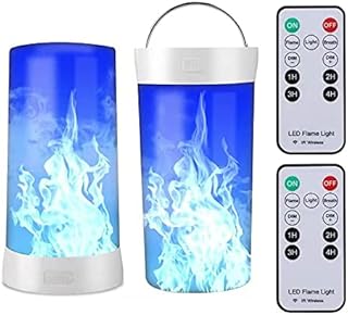 Flame Effect Light,2 Pack USB Rechargeable Fire Flame Effect Night Light,Flicking Flame Candles Fire Lanterns Outdoor Hanging Lamps with 4 Modes LED Flaming Fire Effect Lamp for Bedroom Party Christmas (2 pack)