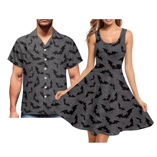 Couple Matching Outfits, Mens Shirts ＆ Women's Dresses, Mens Button Down Shirt Womens Casual Dress with Pockets2