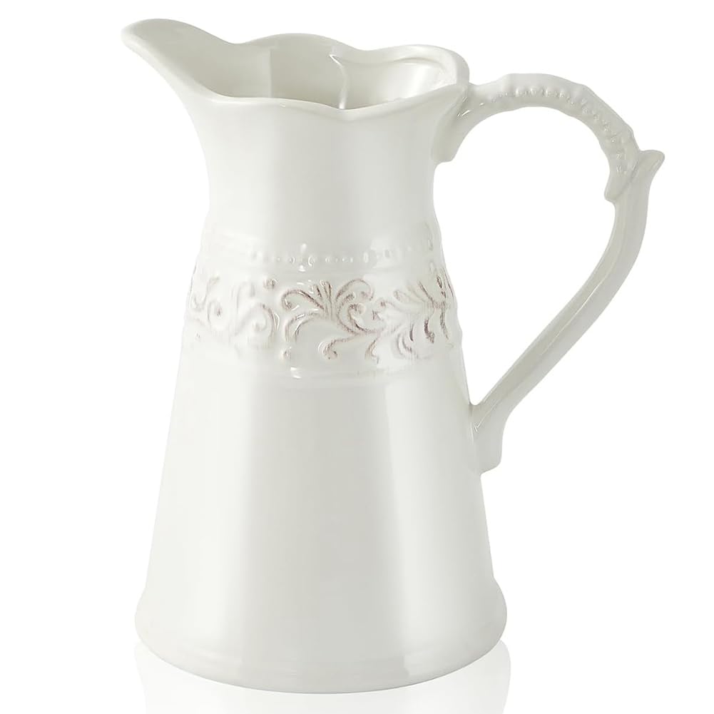 CTRLZS Pitcher Vase Farmhouse Vase Pitcher Vases for Flowers Flower Vase Pitcher White Pitcher Vases for Flowers