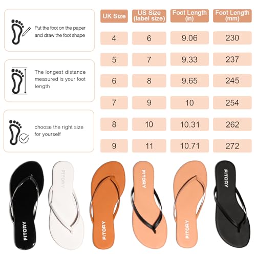 FITORY Women's Leather Flip Flops,Comfortable Open Toe Thong, Ladies Elegant Slim Flats sandals with Gloss Design for Summer Beach Pool,Yoga Sling Footbed Light White UK Size 6 - Image 6
