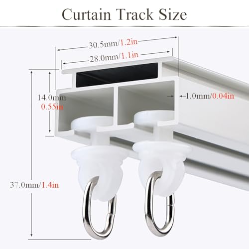 Rails de rideaux doubles haut de gamme en aluminium blanc de 2m - 5