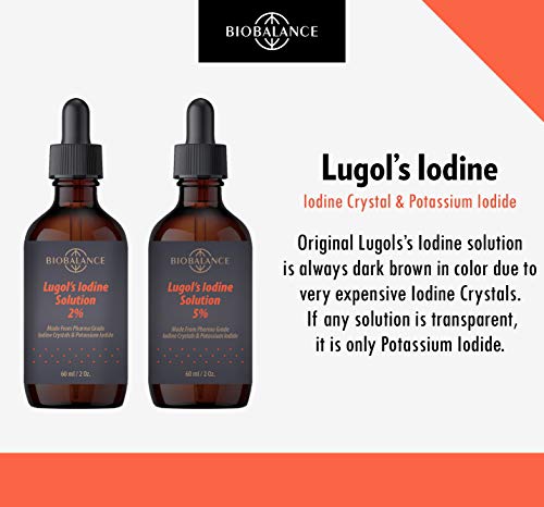 Image of Bio Balance Lugol's Iodine 5% Solution 2 fl.oz., Extra Pure Grade, 6.25mg Iodine Per Drop, Heavy Metals Free, Preservative Free, Glass Dropper Bottle, 60ml