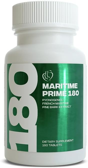Kaire Maritime Prime 180 - Quick Release Tablets – 20mg Pycnogenol® French Maritime Pine Bark Extract Per Serving – Herbal Support Complex