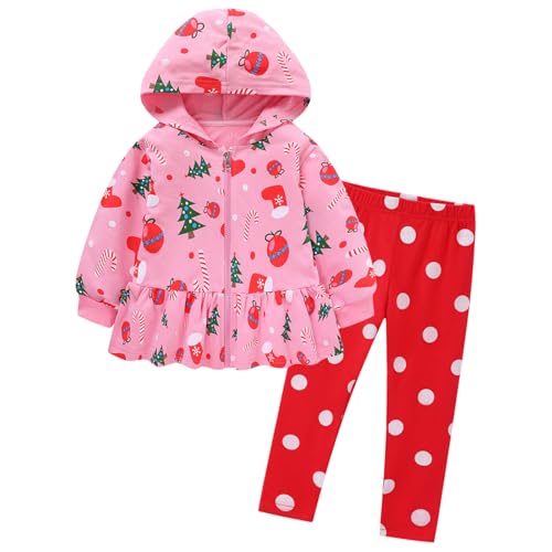 Image of HILEELANG Toddler Girl Fall Outfits Clothing Pants Set Sweatshirt Cotton Strench Leggings Playwear Sets 2pc