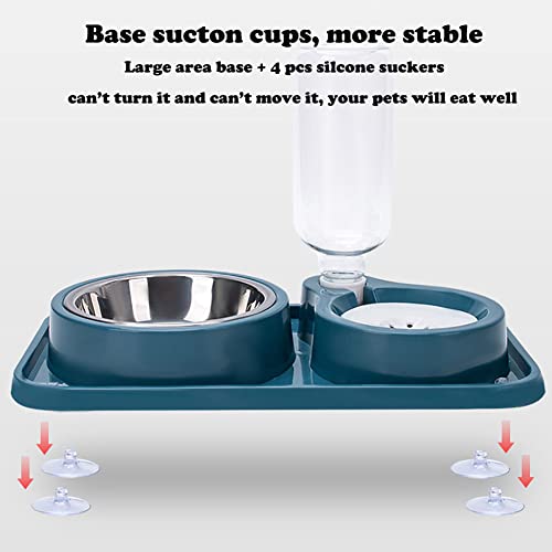 Double Dog Cat Bowls, 2 In1 Pet Water And Food Bowl Set With Automatic Gravity Water Dispenser Bottle Detachable Stainless Steel Bowl No-Spill For Cats And Dogs Puppy Kitten Rabbit #TOP2
