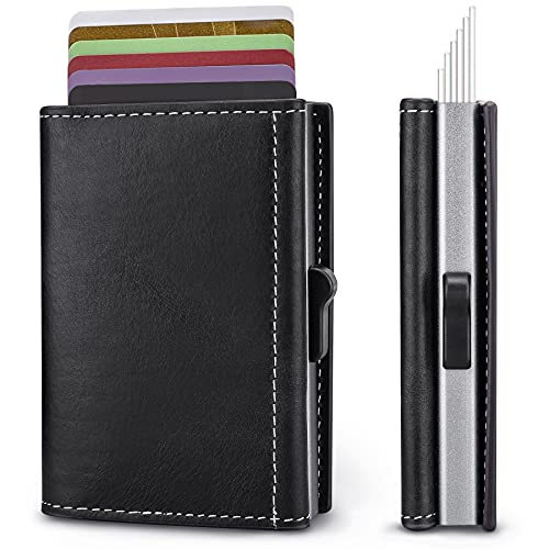 Itslife Minimalist Wallet for Men,Pop up Card Holder for Women with Genuine Leather Cover, Slim Front Pocket Wallets Rfid Blocking,Gift Wallet for Men & Women