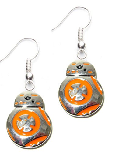 Disney Star Wars Movie BB-8 (Droid) Drop Dangle Silvertone Earrings with Gift Box