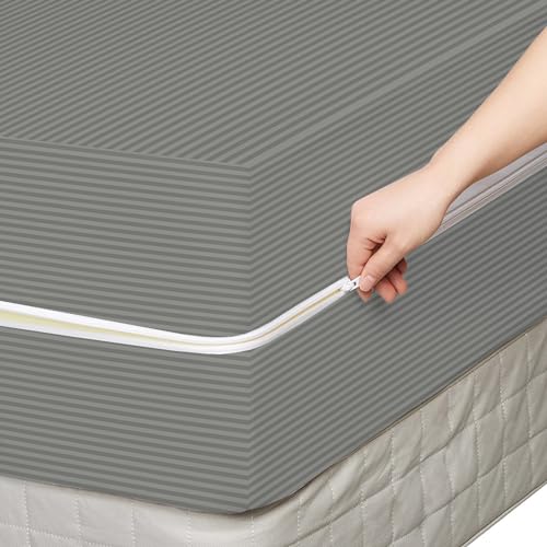 Image of BSB HOME Premium Cotton Mattress Cover /Protector with Zipper Chain|Provides All Around Protection with 360 Encasing |Double- 60 x 72 inches (5 x 6 ft) - Pack of 1 -Grey