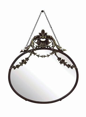 Image of Creative Co-Op Pewter Framed Wall Mirror with Decorative Chain and Antique Finish, Bronze