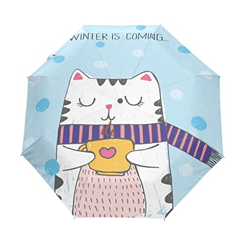 Parapluie pliant automatique chat pour enfant et femme
