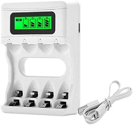 BONAI AA/AAA LCD Battery Charger for AA AAA Rechargeable Batteries Ni-MH Ni-CD with USB Input (USB Cable Included)