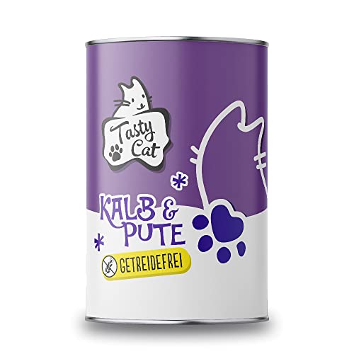 Tasty Cat Nassfutter für Katzen Kalb & Pute 6 x 400g. | getreidefrei | zuckerfrei