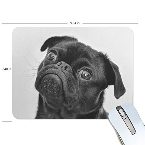 Preisvergleich Produktbild Mauspad Mops, Schwarz mit Mops-Motiv, Premium strukturiert, rutschfeste Gummiunterseite, für Laptop, Computer und PC