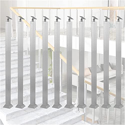 Pasamanos de acero inoxidable modernos balaustres plateados para interiores y exteriores, escaleras montadas en el suelo, renovación de escaleras para patios y jardines, diseño elegante y duradero