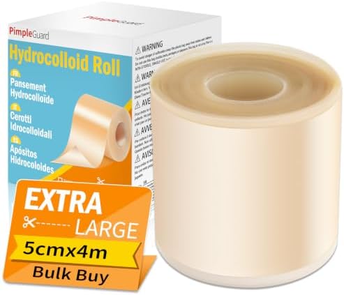 Hydrokolloid Pflaster Rolle 5cm*4m Blasenpflaster Pickel Patch Rolle | Selbstklebend & Wasserdicht Hochabsorbierend Unsichtbar Individuell Zuschneidbar für den Hausgebrauch