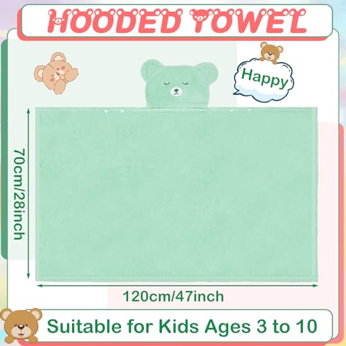 Image of Xtinmee 4 Pcs Hooded Bath Towels with Bear Ears, 28x47 inch,Vivid Color