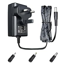 【Specification】 Input: 100-240V AC 50/60Hz; Output: DC 12V 1A 12W (1A max). DC Polarity: Center Positive(+), Outer Negative(-). Cord Length: 1.8M. 20AWG Power Wire. Standard DC wall plug for 5.5*2.1mm connector. Package Includes 3 Interchangeable DC ...