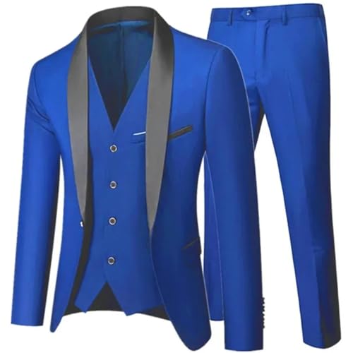 Men's Slim Fit 3-Piece Tuxedo Set - Carved Detailing Prom Suit for Weddings & Parties3