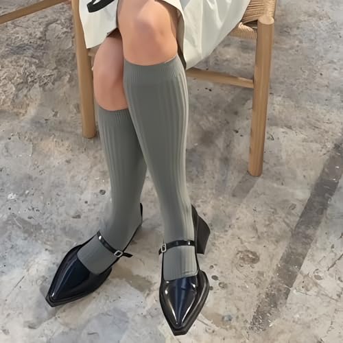 Wide Welt Mary Jane Pumps for Women Pointed Toe Buckle Strap Mary Janes Chunky Heeled Flats Comfort Casual Block Heel Shoes3