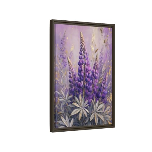 Tableau fleurs violettes vertical pour habiller un mur vide de salon