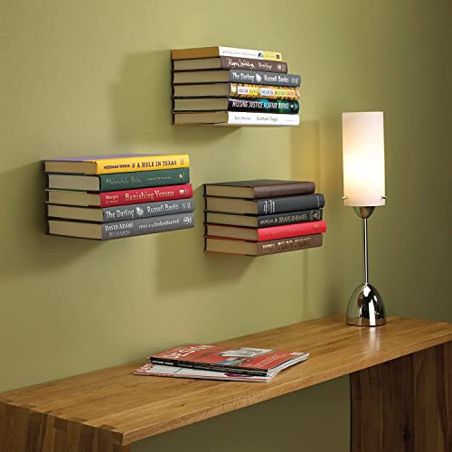 Image of ROLLYWARE Unique Design Invisible Bookshelf Metal Heavy Floating Book Shelf Wall mountad Shelf Holder Hanging Home Storage Rack for Home Wall Decoration (Hold Upto 10 Books per self) Pack of 6