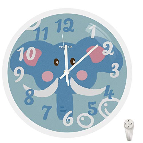 Lesirit 12 inch Silent Quartz Decorative Wall Clock Non-Ticking Classic Digital Clock Battery Operated Round Easy to Read Decor for Living Room Home Kitchen Office Classroon (Blue)
