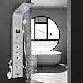 AlenArt Shower Panel Tower System,7-Function Shower Wall Panel, LED Rain Waterfall Shower Column Head,Shower Tower Panel With full Body Shower System Tub Shower With Bidet, Brushed Nickel………