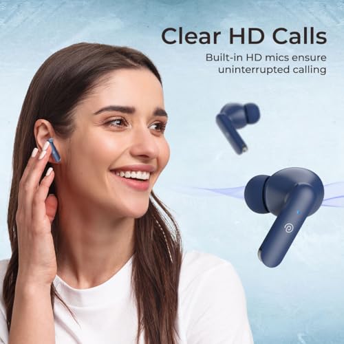 Image of pTron Basspods P81 in-Ear Wireless Earbuds, Pristine Sound, 32Hrs Playtime, Clear Calls TWS Earbuds, Bluetooth V5.1 Headphone, Type-C Fast Charging, Voice Assist & IPX4 Water Resistant (Blue)