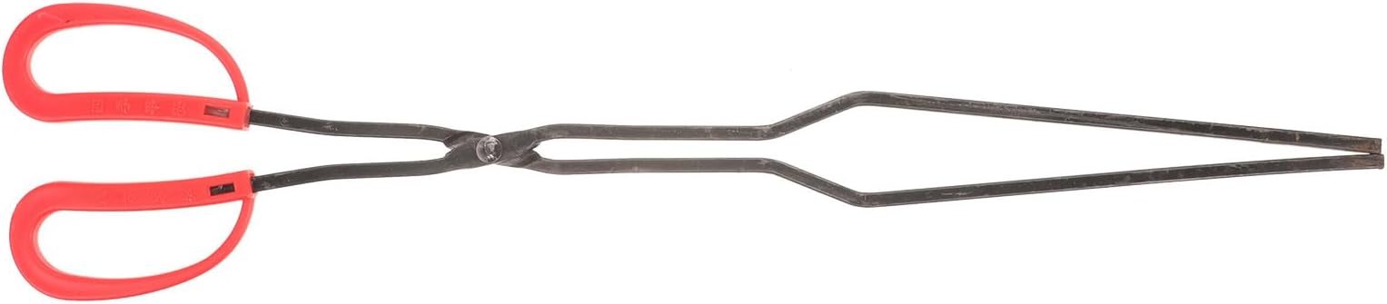 Flat Head Fireplace Tongs with Handle, Heavy Duty Iron Log Grabber for Outdoor Camping, Barbecue, Fire Pit and Charcoal, Suitable for Firewood and Coal Briquettes