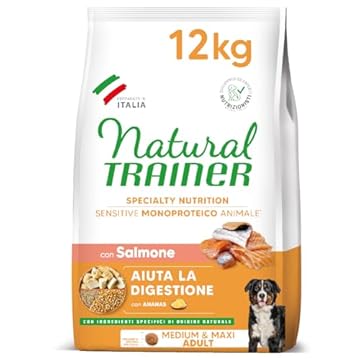 Natural Trainer Sensitive No Gluten Cibo per Cani Adulti con Salmone e cereali integrali - 12kg