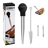 Turkey Baster, Baster Syringe for Cooking, Stainless Steel Meat Baster with Needles and Cleaning...