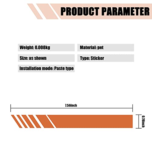 2 Pc Rearview Mirror Sticker, Striped Car Pull Sticker, Car Exterior Accessories, Car Body Sticker Side Decal, Stickers Decor Diy (Orange) #TOP1