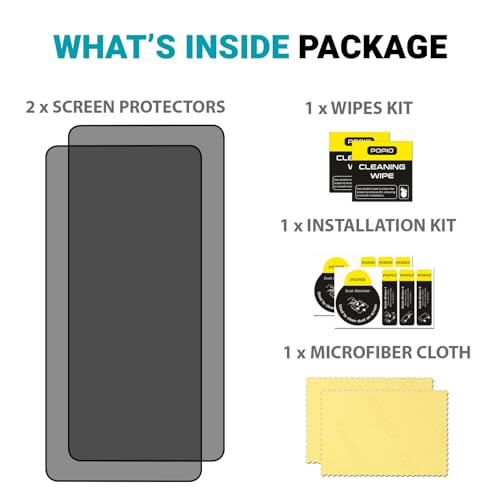 Image of POPIO Xtreme Privacy Pack of 2 Tempered Glass Compatible for Galaxy S26 Ultra | 9H Hardness, Edge-to-Edge Coverage, Anti-Scratch, Anti-Spy