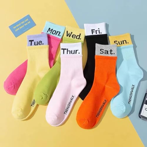 Days of the Week Socks, Monday to Sunday Sports Socks for Men & Women, Breathable Cotton Mid-Tube Casual Stockings2