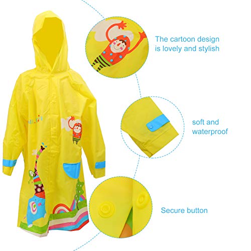 Casaco de chuva infantil amarelo BESPORTBLE, poncho de chuva infantil, com capa de bolsa escolar, à