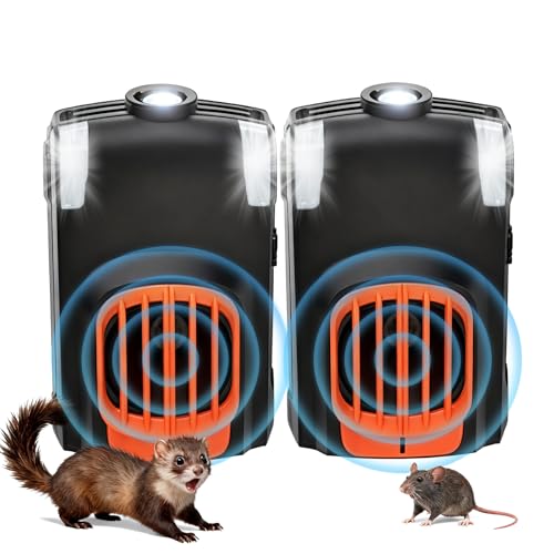 Elezenioc Marderabweh, Marderschreck, Mäuseabwehr Ultraschall Testsieger, Marderabwehr Mit Ultraschall, Mit Blitzlicht & Sensorsteuerung,Marderschutz Für Haus Dachboden,Garten,Marder,Ratten(2 Stück