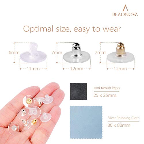 Beadnova Earring Backs For Studs Bullet Clutch With Pad Earring Backings Hypoallergenic Earring Stoppers Pierced Safety Backs For Earrings (210 Pcs, Mix) #TOP1
