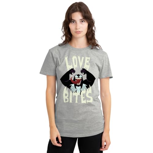 Marvel Venom T-shirt Femme gris chiné motif Love Bites pour fan de comics et culture pop