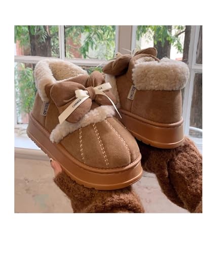 Kawaii Bow Comfy Shoes Winter Snow Boots for Women Fluffy Warm Cotton Snow Boots Warm Fur Lined Ankle Booties2