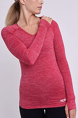 Laufshirt TCA Damen Elle Langarm V-Ausschnitt Sportshirt