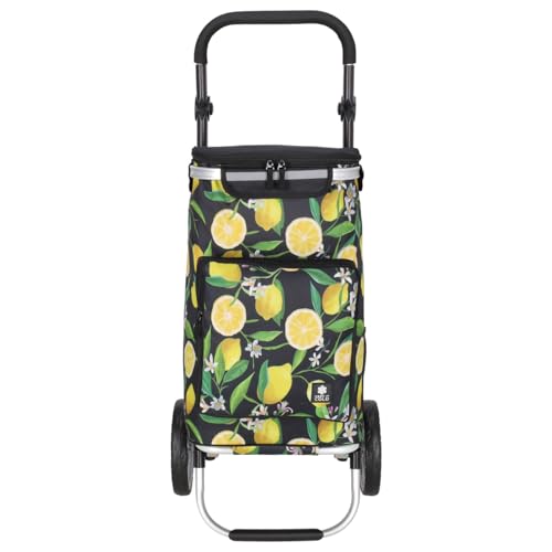 Kenorada Einkaufstrolley ER10 Daily Shopping Trolley | praktischer Einkaufstrolley | mit treppentauglichen Rollen | großes Hauptfach mit Reißverschluss| einfache Montage (Zitrone)