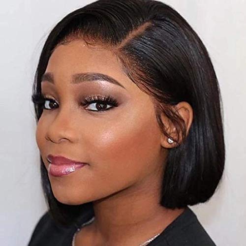 BIPLE Closure Wig Cap Perruque Bresilienne Lace Frontal Humain Naturel Perruque Bob 150% Densité 8 inch