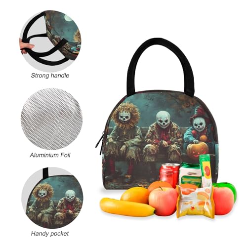Backpack Lunch Bag Set Halloween Monster in Park Print, Big Storage Travel Backpacks with Insulated Lunch Box for Office Hiking Picnic4