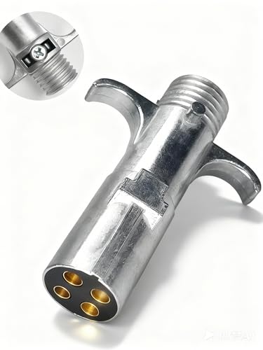 GLUWPA 4-Pin Trailer Plug and Wiring Connector - Zinc Alloy Die-Cast Metal Housing with Locking Tab, Weather-Resistant 4-Way Trailer Plug for Trucks, RVs, Campers