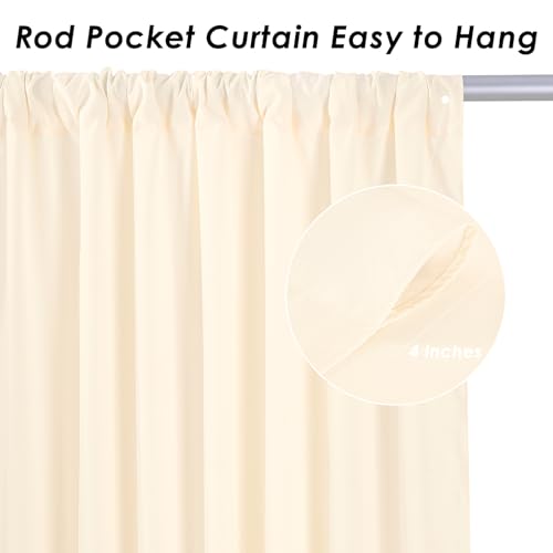 Image of Beige Backdrop Curtains 2 Panel 5ft x 8ft Polyester Fabric Wedding Backdrops for Arch Party Stage Ceremony Photography Background Decoration