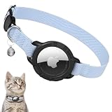 AirTag Cat Collars, Stretchy Collar with Apple AirTag Holder and Bell, Breakaway Ultra Design Elastic GPS Tracking Collars for Cats and Puppies (Blue)